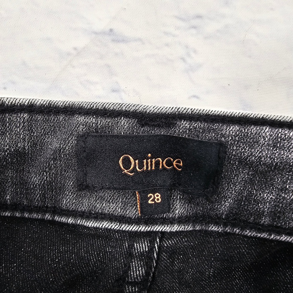 Quince Bella Kick Flare Jeans WOMENS 28 Greyed Out High Rise Stretch Denim Chic - Picture 7 of 12
